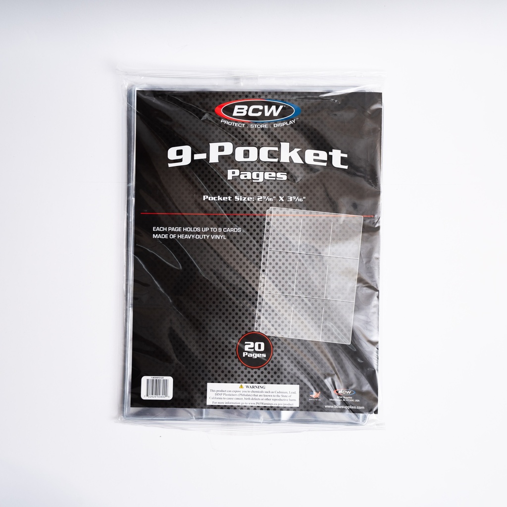 BCW Vinyl 9-Pocket Page (20 Pages Per Pack)