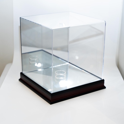 [DISPAMBK1C] Antique Mahogany Acrylic Display Box for Basketball and Soccer Ball Measures 35.5x35x.5x36.7cm-BK1C