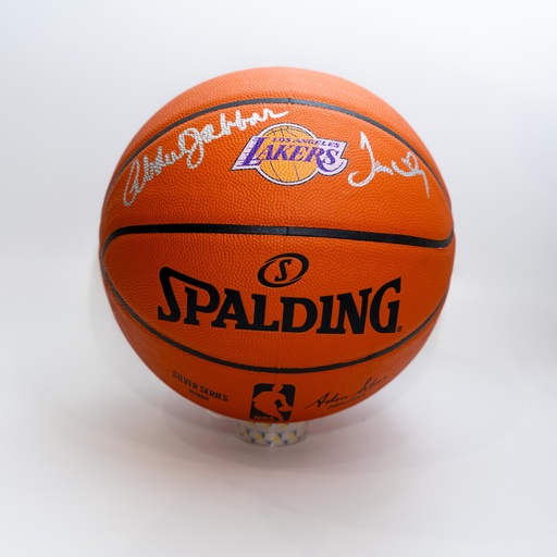 [BKLLAB0011] Kareem Abdul-Jabbar and James Ager Worthy -Signed Ball Basketball